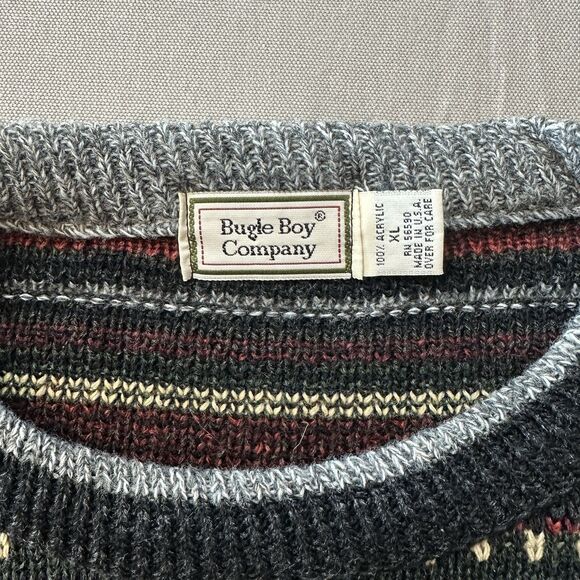 Vintage Bugle Boy Sweater Men's Size XL Crewneck 90s Pullover Knitted Acrylic - Picture 2 of 4